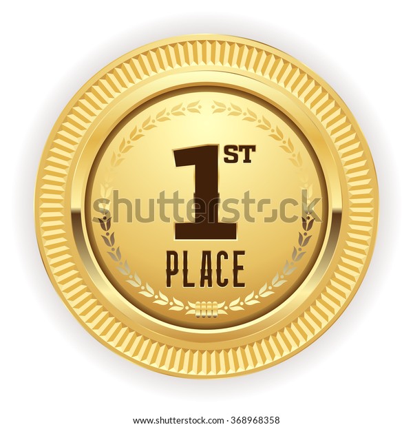 Gold 1st Place Medaille On White Stock Vector Royalty Free 368968358