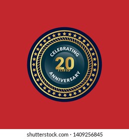 gold 20 years anniversary badge,label,sticker 