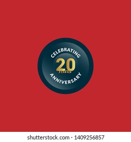 gold 20 years anniversary badge,label,sticker 