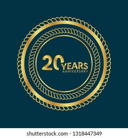 gold 20 years anniversary celebration simple logo.