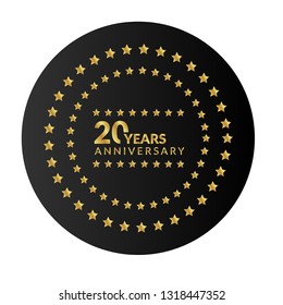 gold 20 years anniversary celebration simple logo.