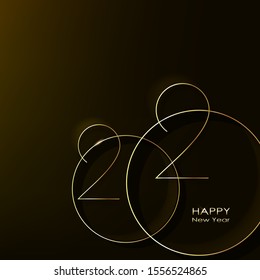 Gold 2020 happy new year on the background. Vector