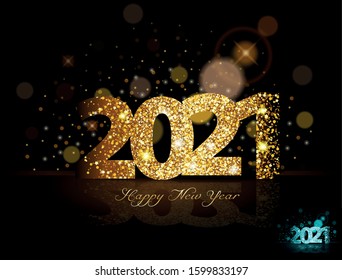 Gold 2021 happy new year on the background