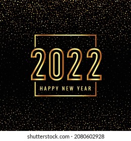 Gold 2022 happy new year text for glitters card background