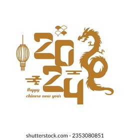 Gold 2024 dragon chinese new year art design