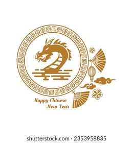 Gold 2024 dragon chinese new year art concept