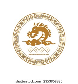 Gold 2024 dragon lunar new year design art