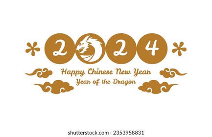 Gold 2024 dragon lunar new year illustration art