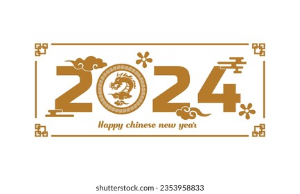 Gold 2024 dragon lunar new year vector art