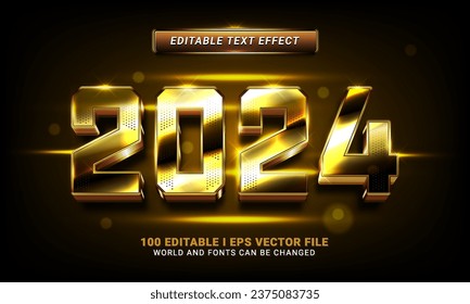 gold 2024 happy new year editable text effect