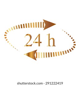 Gold 24 hours - vector icon, flat design