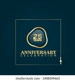 gold 25 years celebration logo. golden 25th anniversary logo.designed for celebration card, greeting card and invitation card 