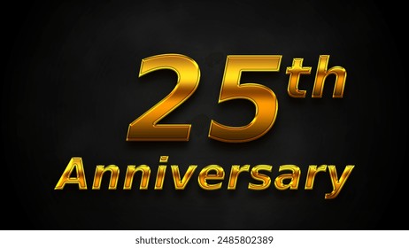 Oro 25 Aniversario Efecto de texto editable 3d Dibujos animados Lindo estilo de Plantilla premium Vector