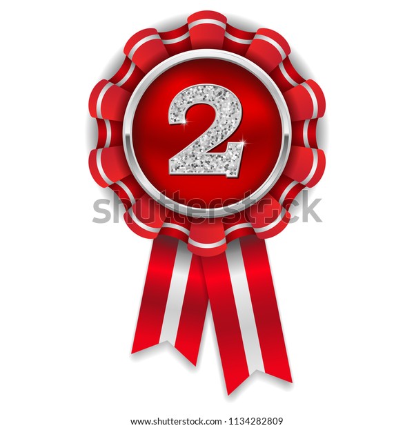 Gold 2nd Place Rosette Badge Red Stock Vector (royalty Free) 1134282809