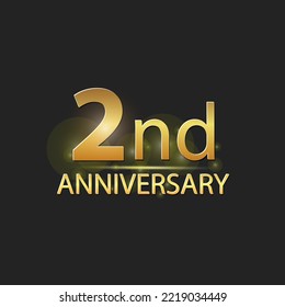 Gold 2nd year anniversary celebration elegant logo