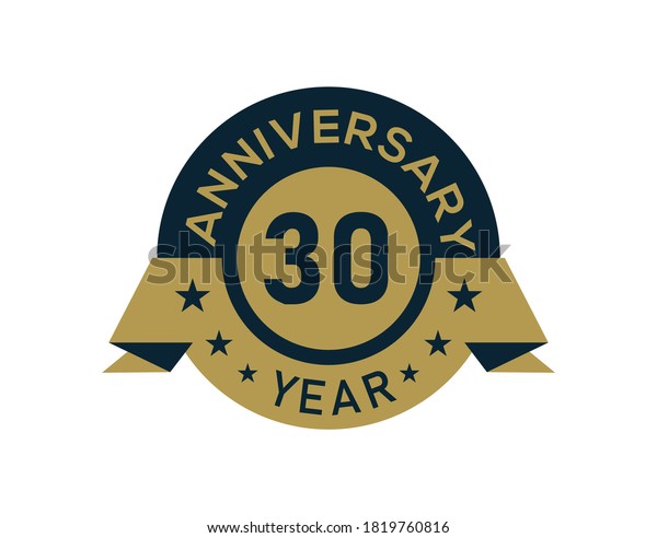 Gold 30 Years Anniversary Badge Banner Stock Vector (royalty Free 