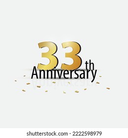 Gold 33th year anniversary celebration elegant logo white background