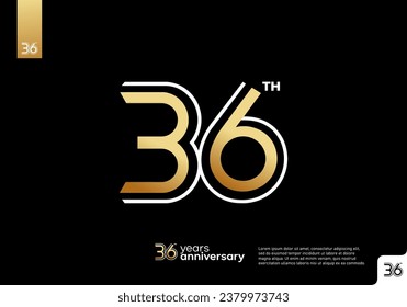 Gold 36th anniversary celebration logo on black background