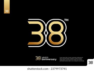 Gold 38th anniversary celebration logo on black background