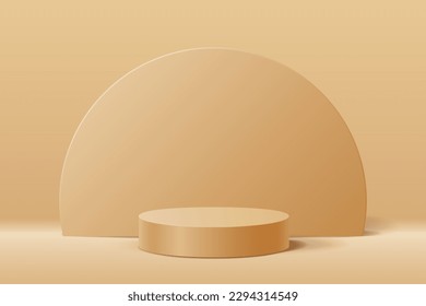 Golden 3D-Abstrakte Minimalszene für die Produktpräsentation, Golden Cylinder-Podium für die Anzeige des Produktes und Kreisform dahinter, Vektorgrafik
