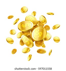 Gold 3D coins vector illustration 