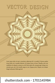 Gold 3d design, leaflet or cover template with 3d golden motif, embossed ornament. Elegant minimalist design. Vector eps10