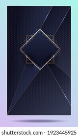 Gold 3d. Design patterns. Gold luminous rhombus For logo, packaging, luxury design. For perfume, soap, wine, lotion, chocolate. Gold on a blue background. Vector illustration