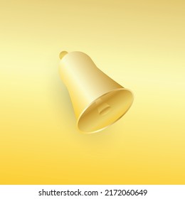Ilustración vectorial Gold 3D de campana dorada.