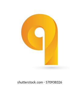 gold 3d initial letter q typography logo design for brand and company identity. gradient orange and yellow color