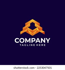 Gold 3D Logo geometric Shape