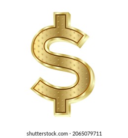 Gold 3D luxury dollar currency symbol. Vector illustration.