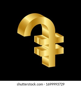 gold 3D luxury dram currency symbol vector