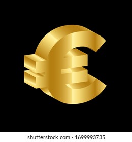 gold 3D luxury euro currency symbol vector