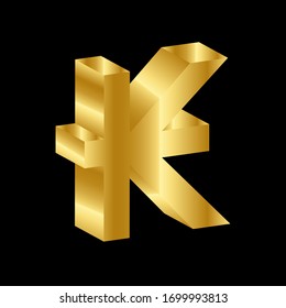 gold 3D luxury kip currency symbol vector