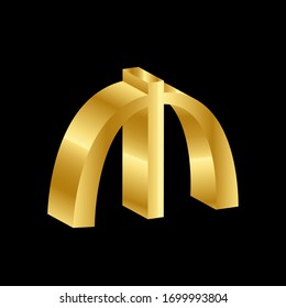 gold 3D luxury manat currency symbol vector