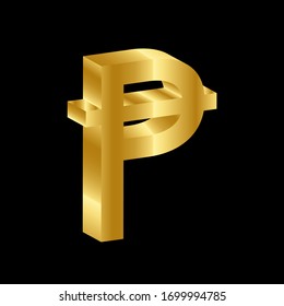 gold 3D luxury peseta currency symbol vector