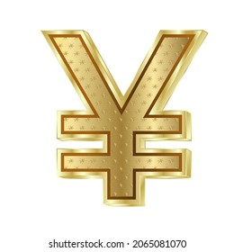 Gold 3D luxury yen currency symbol. Vector illustration.