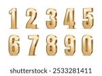 Gold 3d numbers. Symbol set. Vector illustration