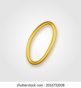 Gold 3d realistic capital letter O on a light background.