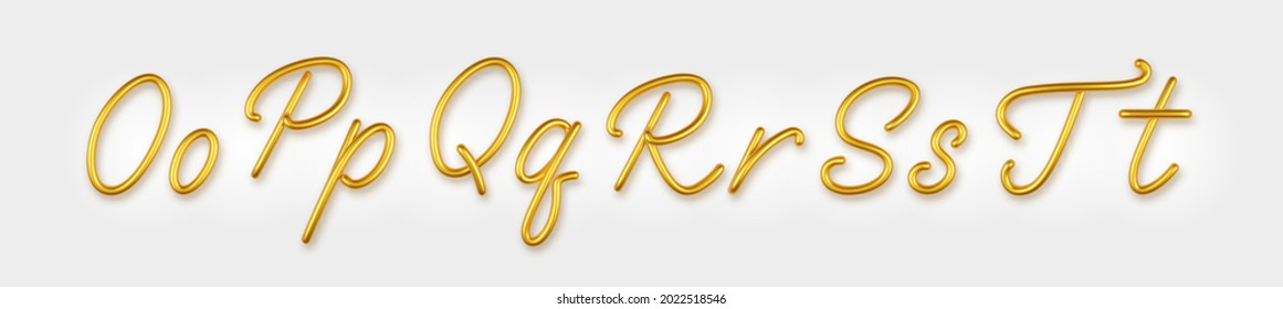 Gold 3d realistic capital and lowercase letters on a light background.