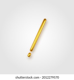 Gold 3d realistic exclamation mark on a light background.