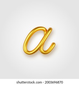 Gold 3d realistischer Kleinbuchstabe A auf hellem Hintergrund.