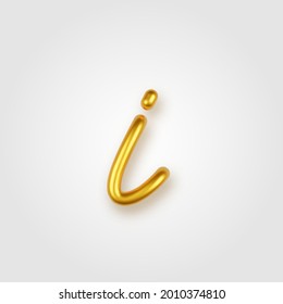 Gold 3d realistischer Kleinbuchstabe I auf hellem Hintergrund.