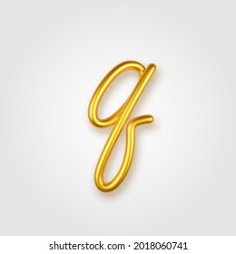 Gold 3d realistic lowercase letter Q on a light background.