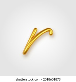 Gold 3d realistic lowercase letter R on a light background.