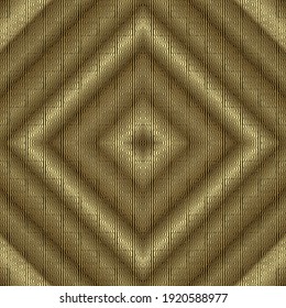 Gold 3d seamless pattern. Ornamental textured golden background. Ornate repeat metal backdrop. Greek key meander ancient ornament. Surface grunge texture. Luxury design for wallpapers, fabric, prints.
