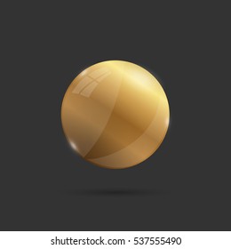 Gold 3d sphere illustration on a white background