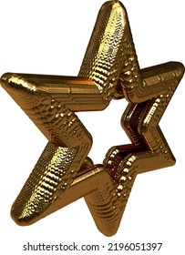 Gold 3d star made of spheres