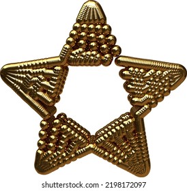 Gold 3d star made of spheres