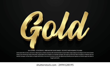 Gold 3d style editable text effect template